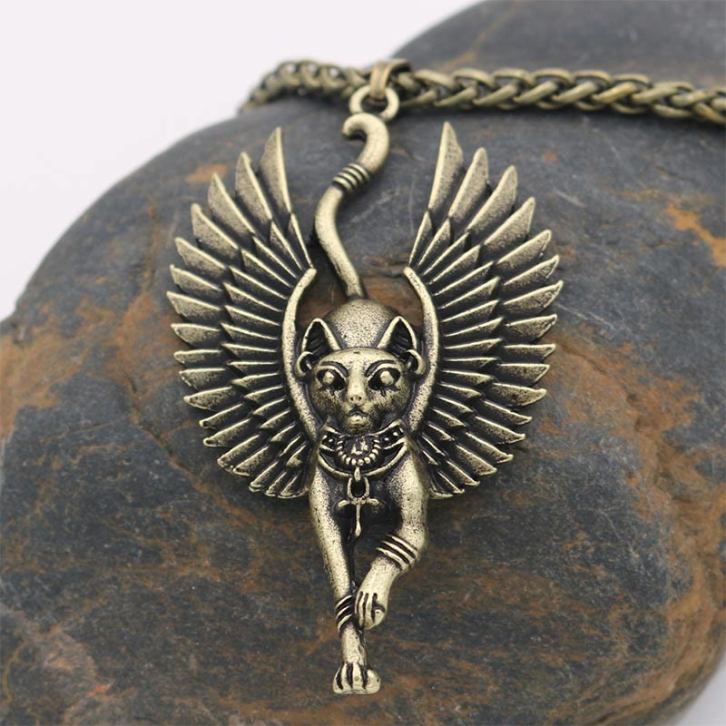 Antike Ägyptische Bastet -Statue -Katzenkette