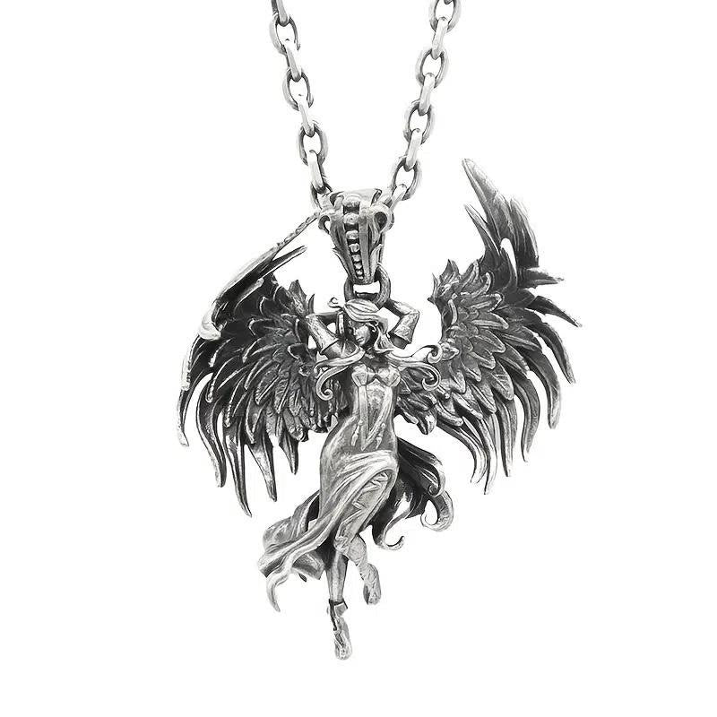 Verwurzelt In Der Liebe Retro Angel Wings Halskette
