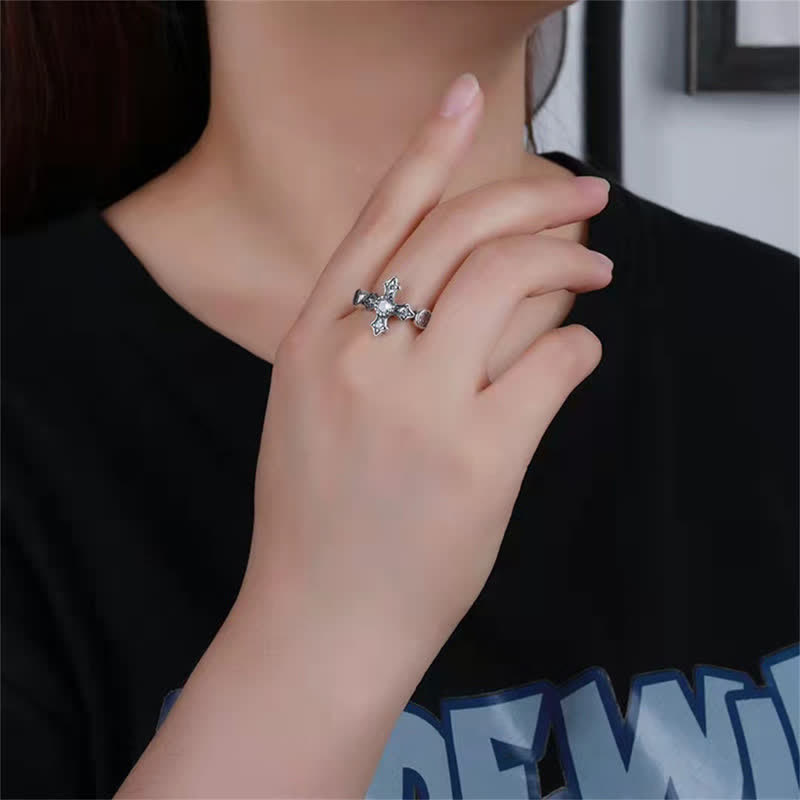 Buntes Zirkonkreuzblum Ring