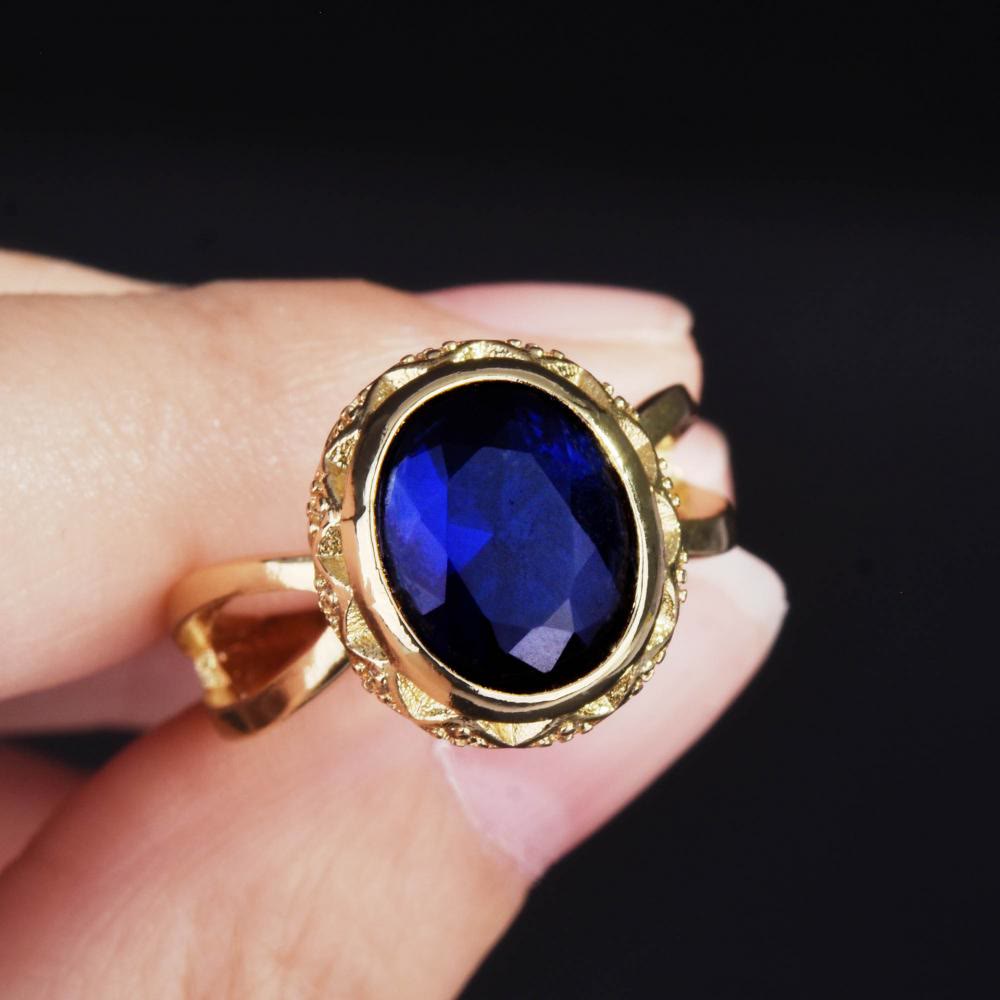 14K Gold Blue Sapphire Frauen Klingeln