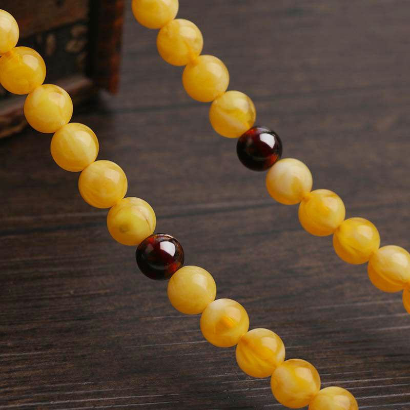 108 Perlen Naturbernstein Roter Achat Balance Armband Mala