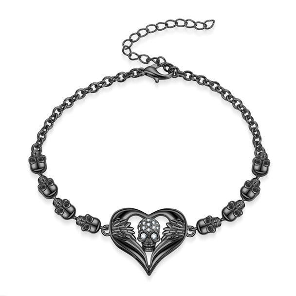 Herzengel Und Gotischer Schädel Kubisches Zirkonia  Vintage  Armband