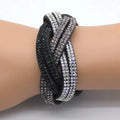 Geflochtenes Strass-Lederarmband