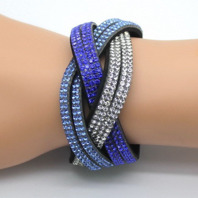 Geflochtenes Strass-Lederarmband