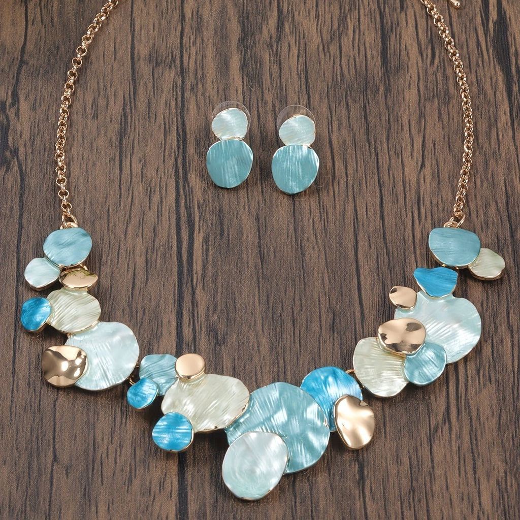 Bohemian Auster Halskette Ohrringe Set