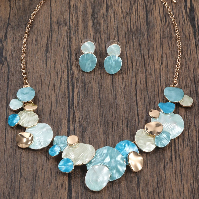 Bohemian Auster Halskette Ohrringe Set