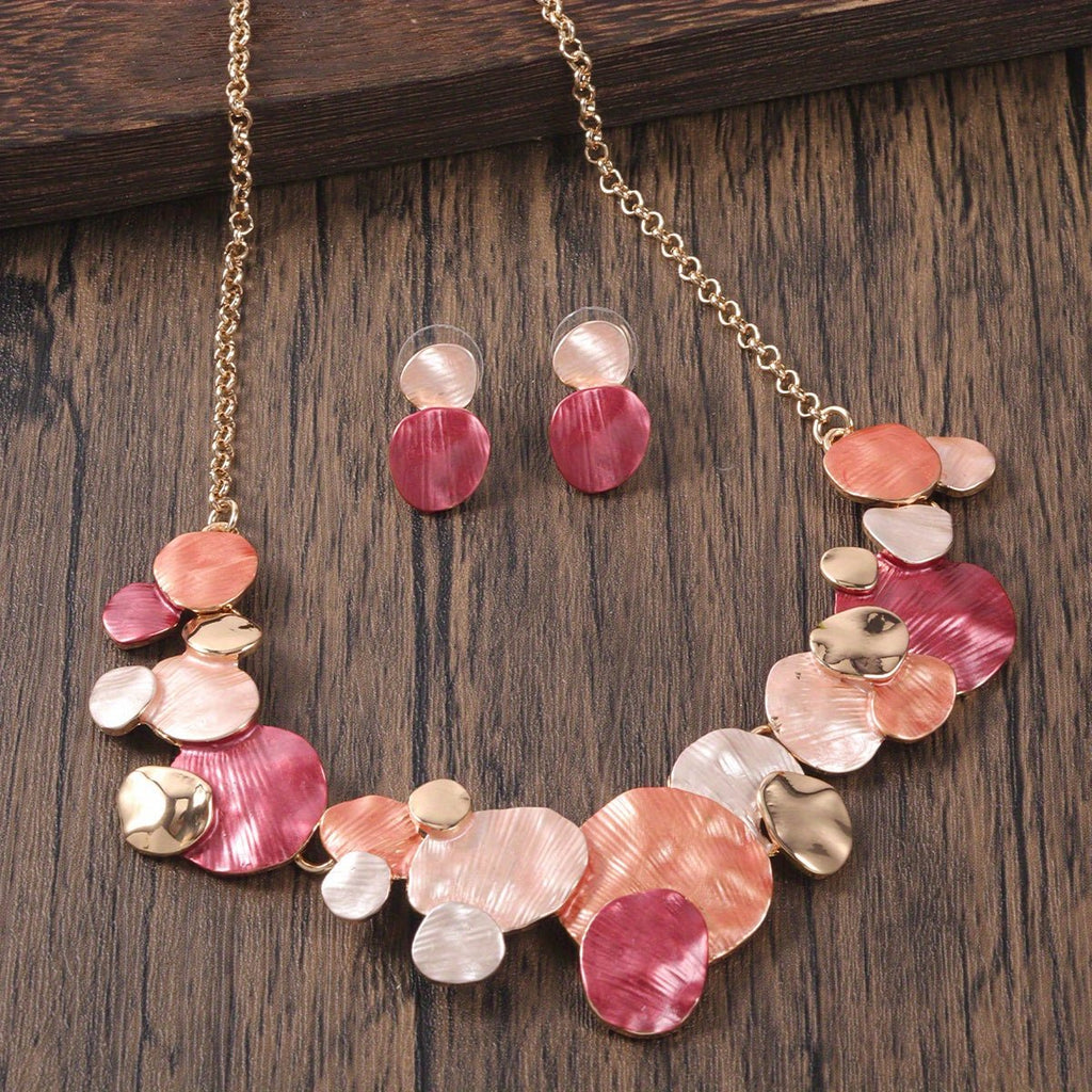 Bohemian Auster Halskette Ohrringe Set