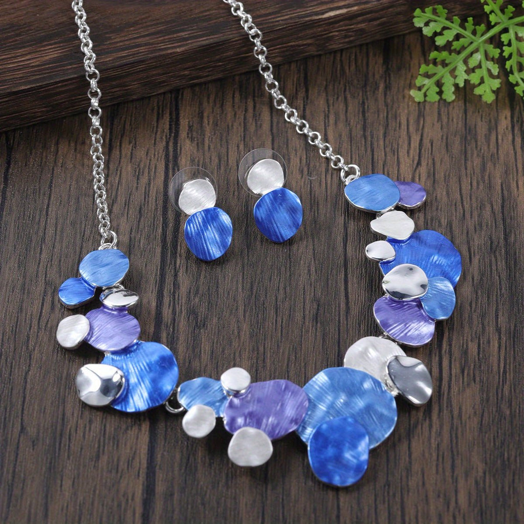Bohemian Auster Halskette Ohrringe Set