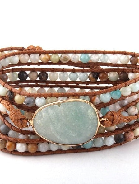 Boho 5 Lagen Leder Wickelarmband