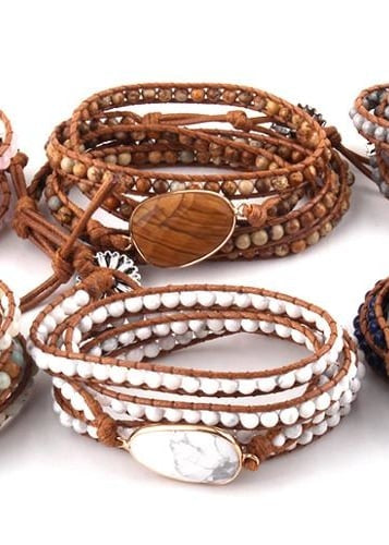 Boho 5 Lagen Leder Wickelarmband