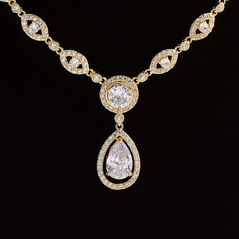 Brandi 18K Gold Plattiert Tröpfchen -Ohrring -Halskette Set