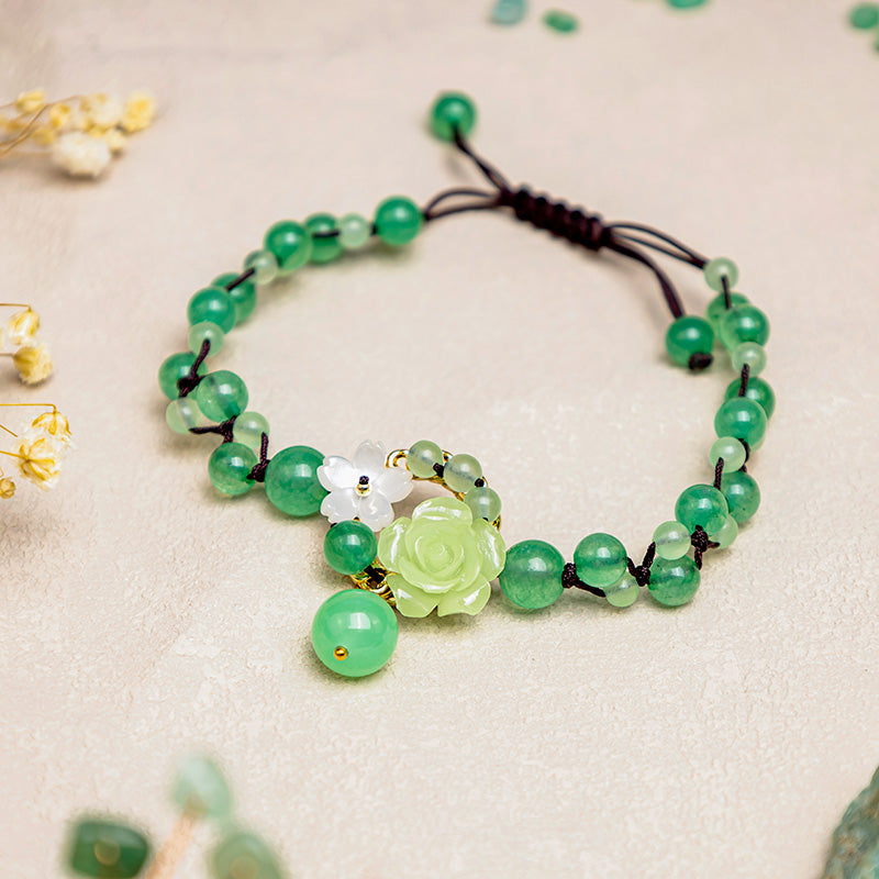 Chavri Financial Success Jade geflochtenes Fußkettchen für Wohlstand und Fülle