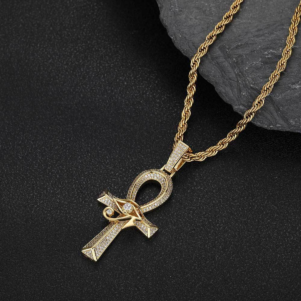 Auge Des Horus Ankh -Anhängers In Weißgoldenkette