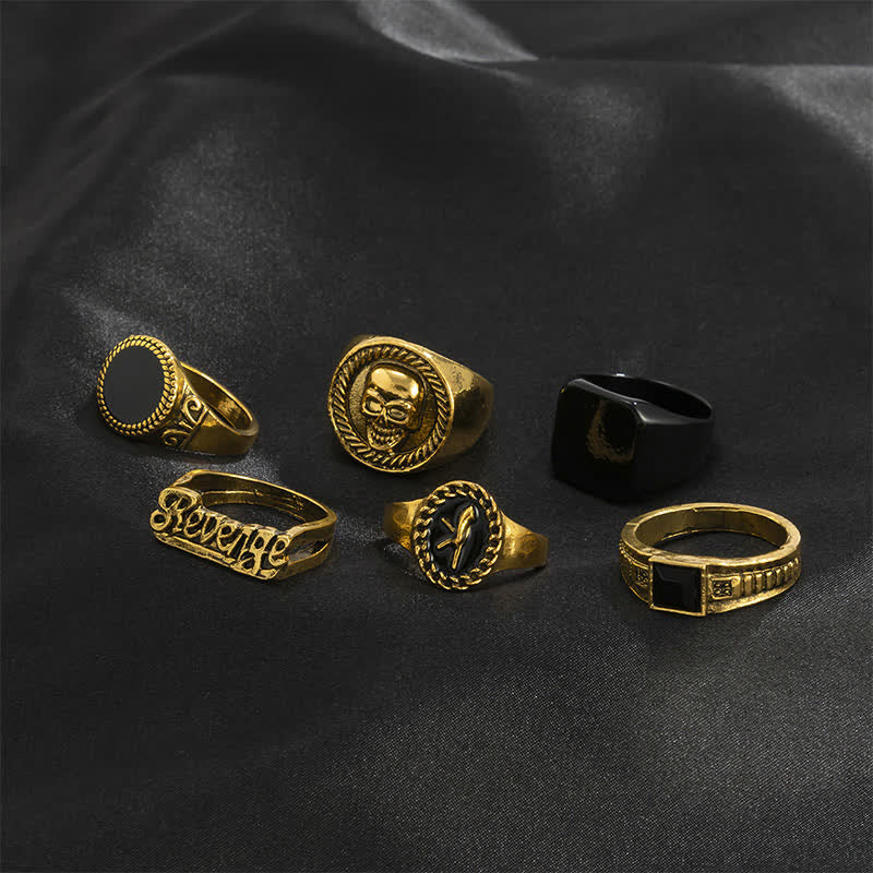 6Ps Männer Rache Sammlung Ring Set Set