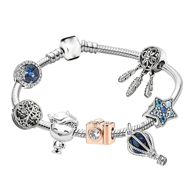 Trendy Romantische 2021 Silber Farbe Charm Armband mit Glückliche Familie Strang Marke Armband für Frauen DIY Schmuck Machen