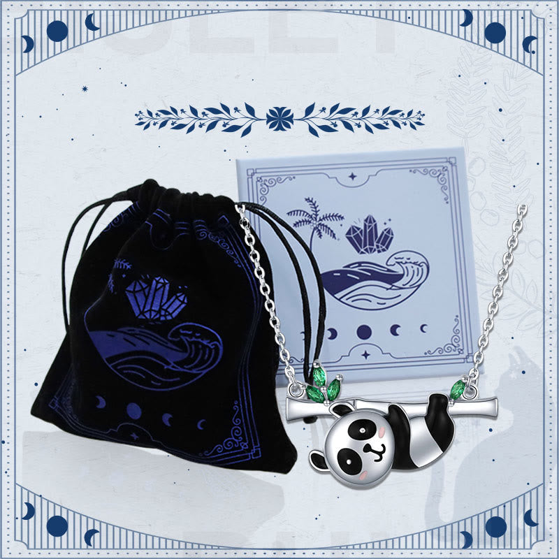 Glück Und Liebe Süße Panda -Blatt -Halskette