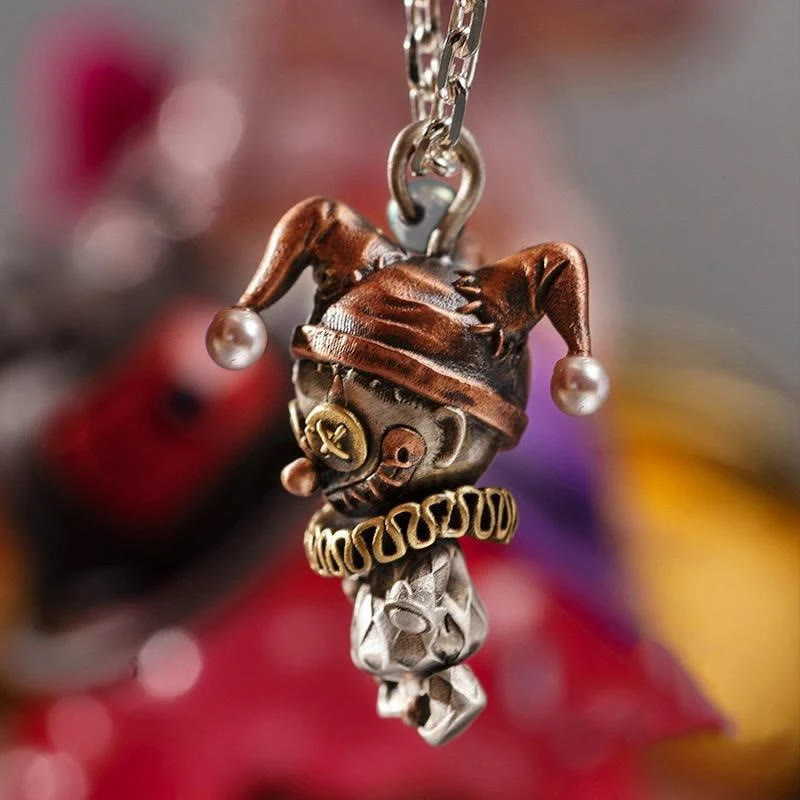 Clown -Puppe Joker Anhänger Silberkette