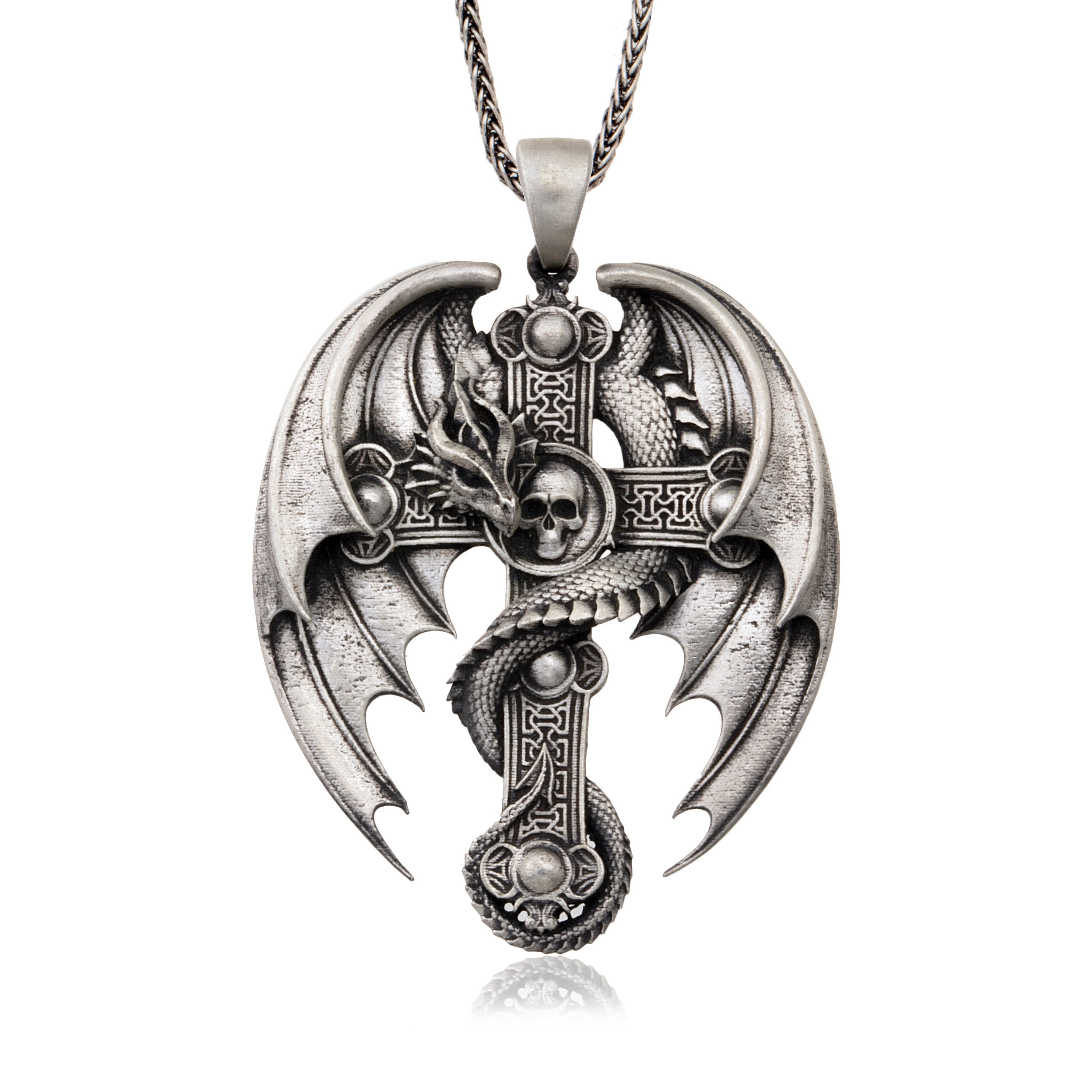 Faith Energy Cross Dragon Schädel Retro Halskette