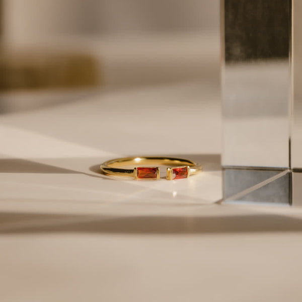 Doppelbaguette Geburtssteinring