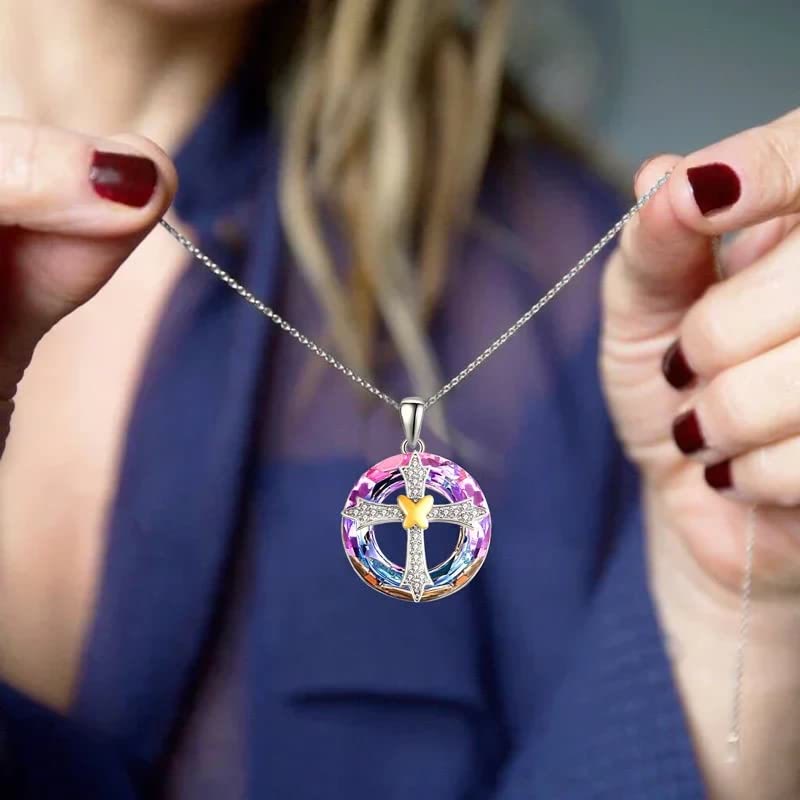 Bete Für Sicherheit Glück Kristall Liebe Kreuzkette