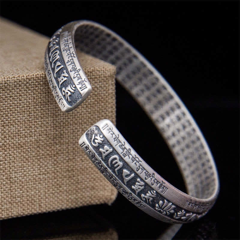 Chavri Om Mani Padme Hum Herz Sutra Mantra Lotus Peace Meditation Manschettenarmband Armreif