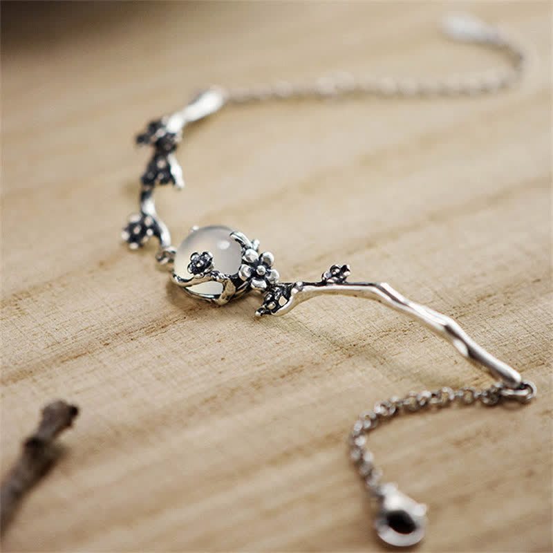 Chavri Pflaumenblüten-Chalcedon-Positiv-Armband