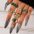 5 Stücke Strass Und Herzschlangenring -Set