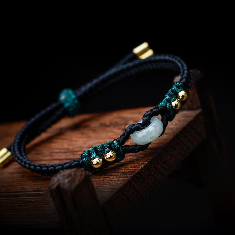 Chavri Rundes Peace-Schnalle-Jade-Überfluss-Reichtum-Schnur-Armband