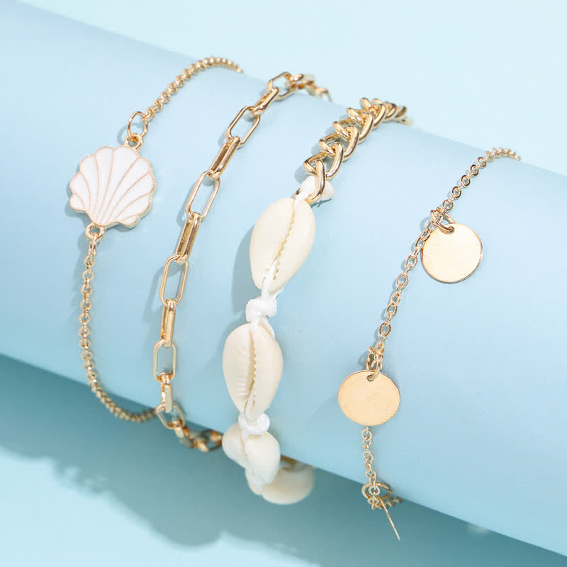 4Pcs Sommer Bohemian Fußkettchen -Armband Set