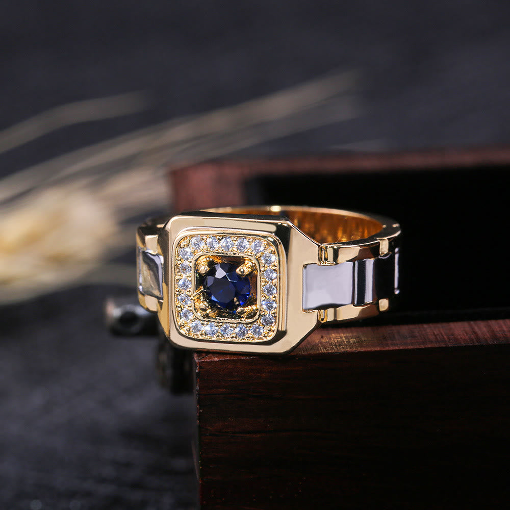 Mode Luxus Sapphire Gold Uhrenform Ring