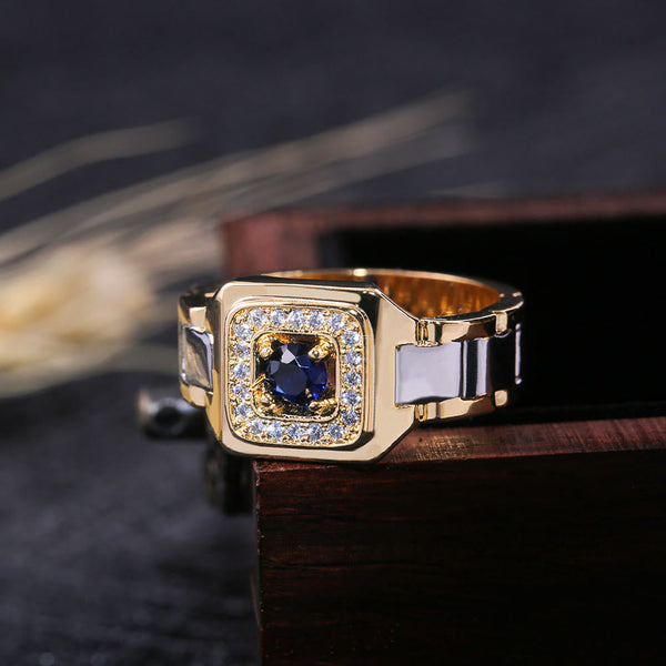 Mode Luxus Sapphire Gold Uhrenform Ring