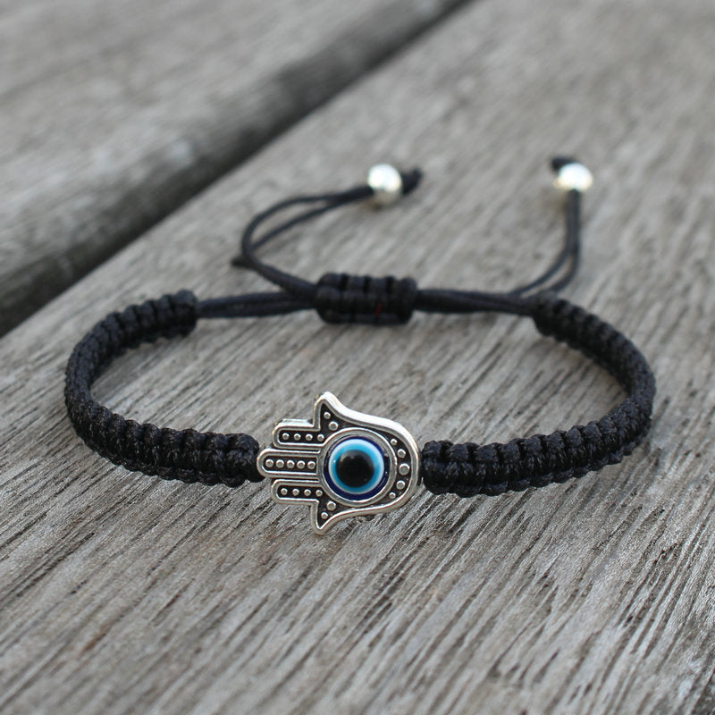 Handgefertigtes Chavri-Armband mit Hamsa-Symbol, Schutz und Glück