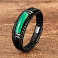 Buddha Stones Naturstein Grüner Achat Power Mehrschichtiges geflochtenes Lederarmband