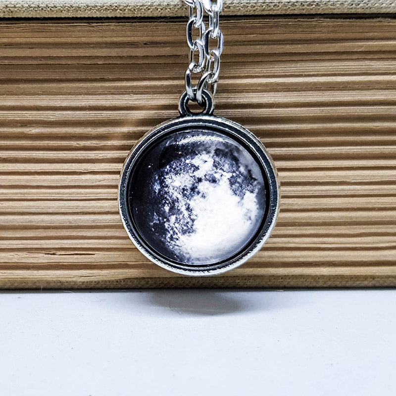 Doppelseitiges Glasmond -Phase -Halskette