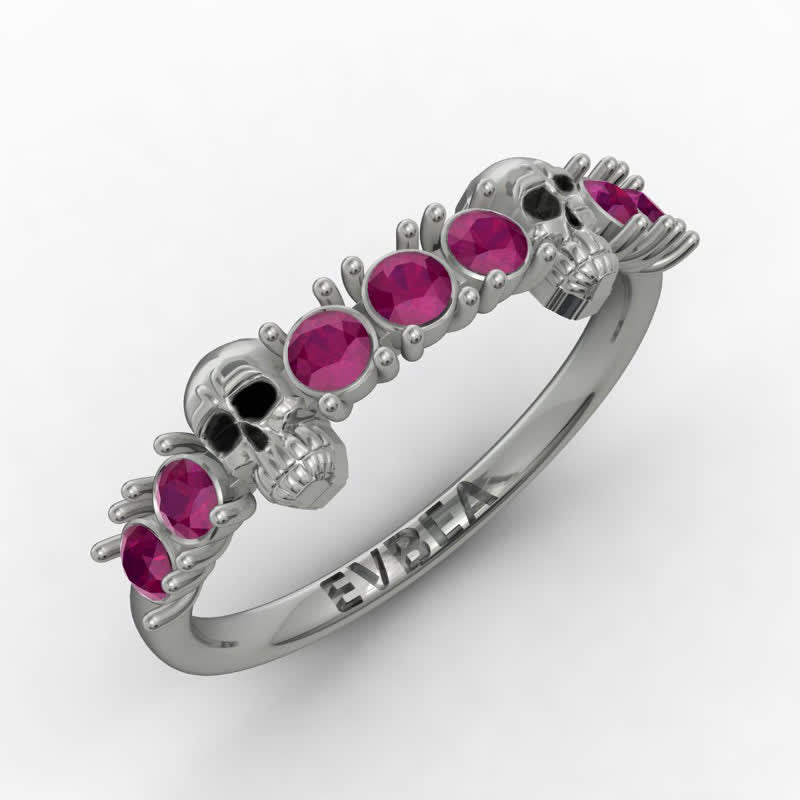 Ausgefallener Rosa Zirkon -Schädel -Cluster -Ring