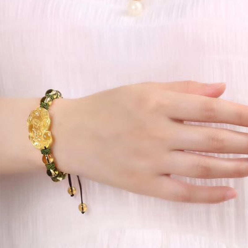 Chavri natürliches Citrin-Pixiu-Vermögensschutzarmband