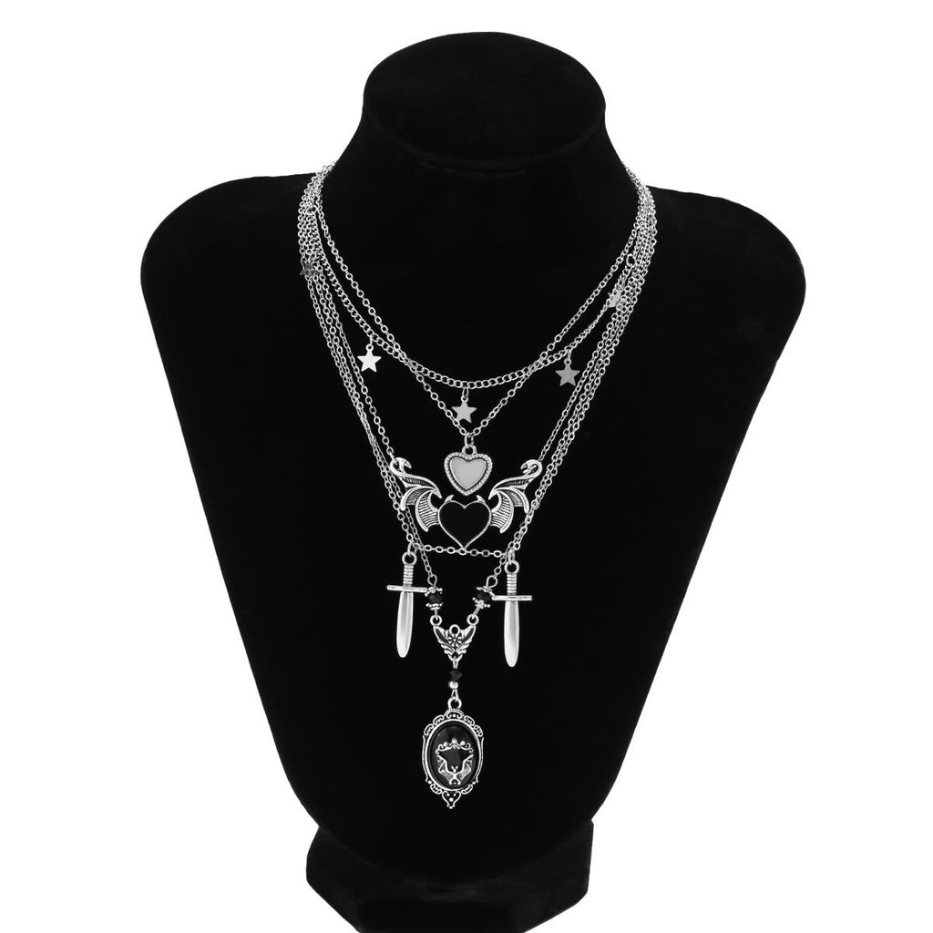 Dark Punk Love Wings Pendentin Halloween Halskette
