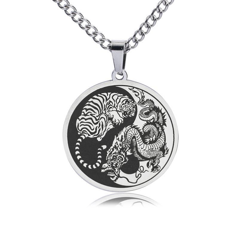 Chavri Tiger Dragon Titan Stahlkette Halskette Harmonie Anhänger