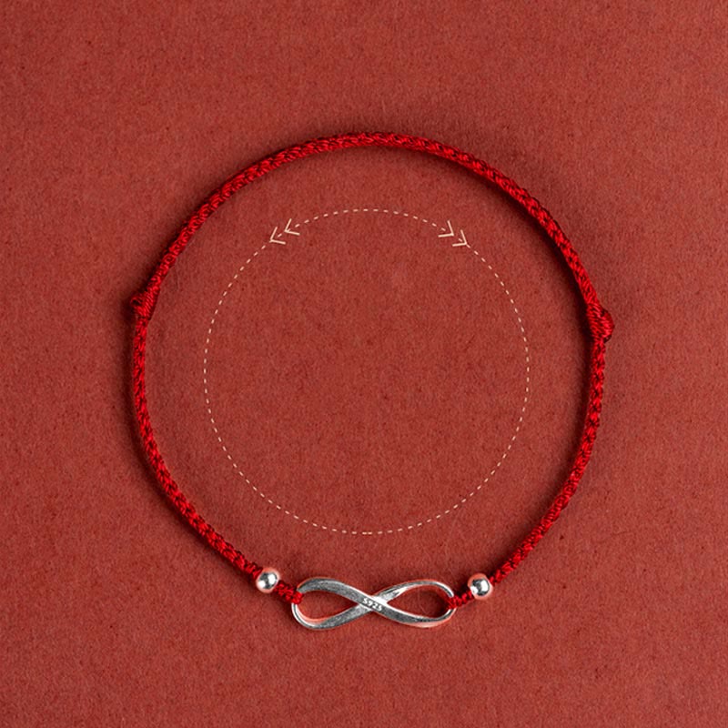 Chavri 925 Sterling Silber Endless Knot Protection Luck Red String Armband Fußkettchen