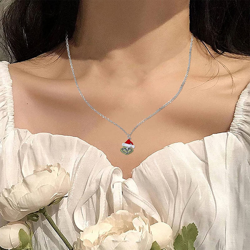 Weihnachtshut Herz Peridot Halskette Ohrringe