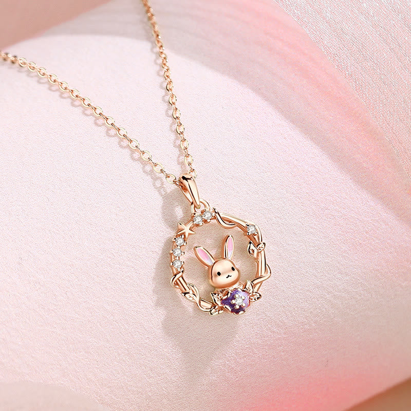 Süße Kranzhasen Roségold Armband Halskette