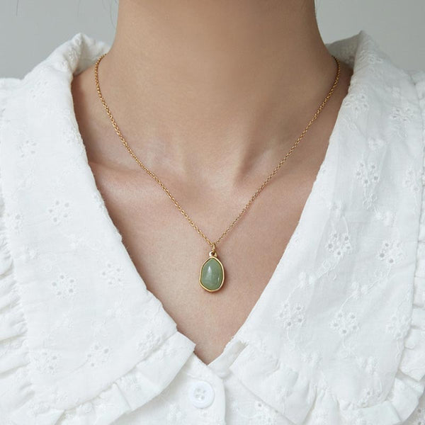 Chavri natürlicher grüner Aventurin-Amethyst-Rosenquarz-Segen-Halskettenanhänger