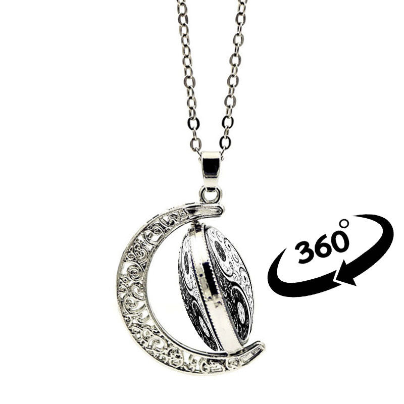 Chavri Yin Yang Mond Balance Harmonie Rotation Halskette Anhänger