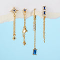 4Pcs Frauens Blue Starburst Ohrringe Set