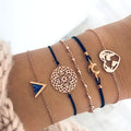 5Pcs Dreiecks -Schwarzes Türkisfarbenes Armband Set Von Frauen