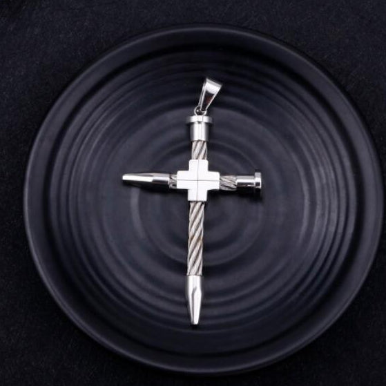 Edelstahldrahtkabelkreuz  Anhänger Halskette Für Männer