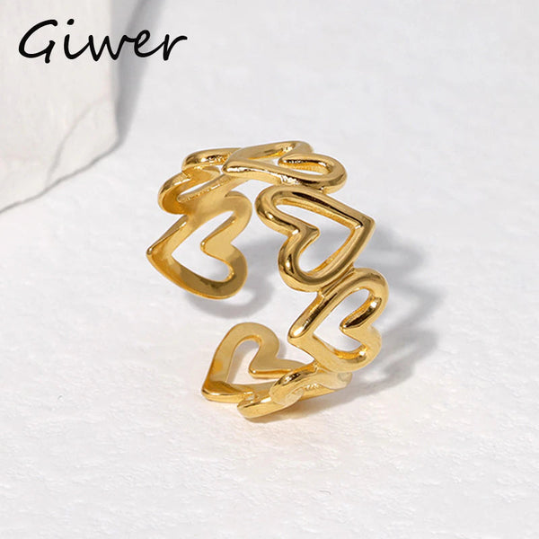 Ausgehöhlter Liebesherz-Edelstahlring