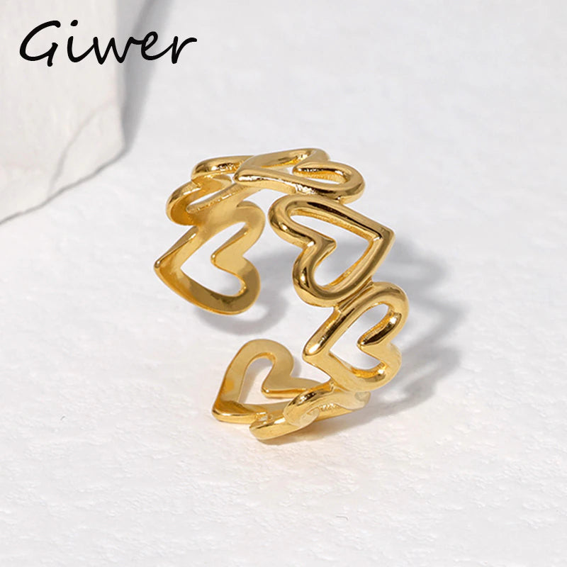 Ausgehöhlter Liebesherz-Edelstahlring