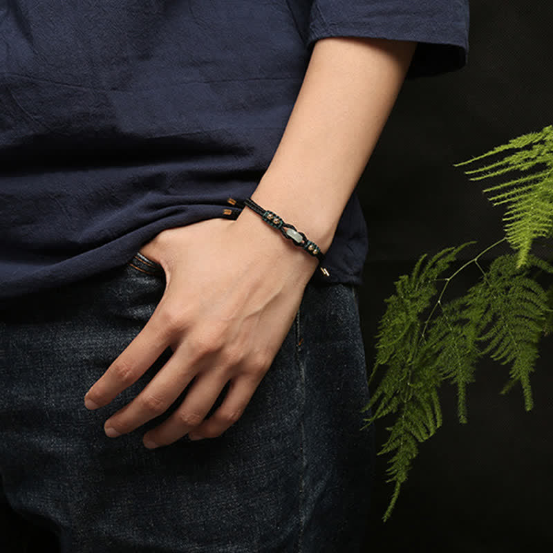 Chavri Rundes Peace-Schnalle-Jade-Überfluss-Reichtum-Schnur-Armband