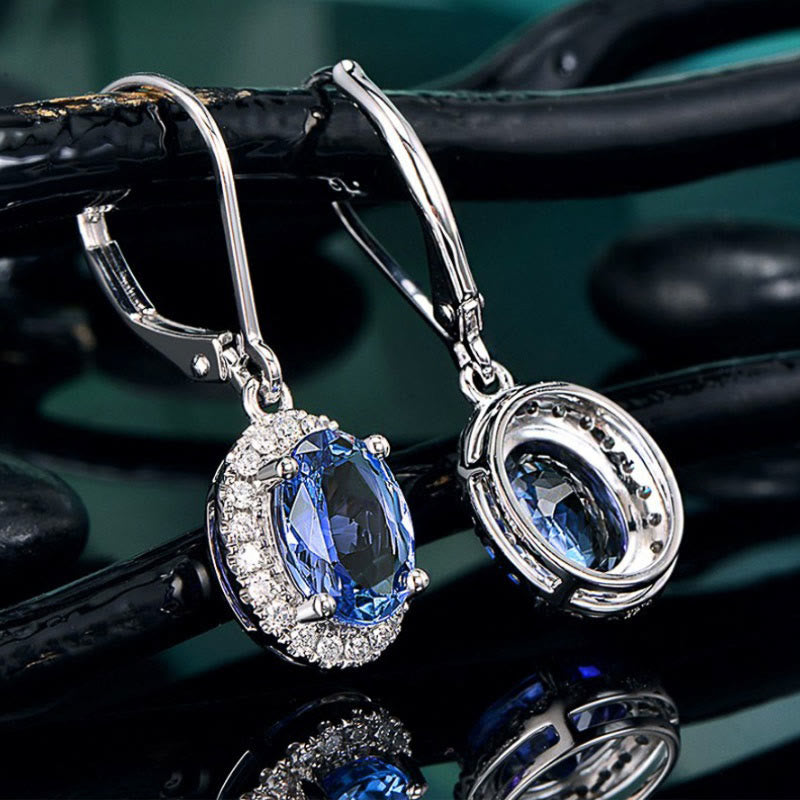 Blue Sapphire Side Micro Zircon Ohrringe